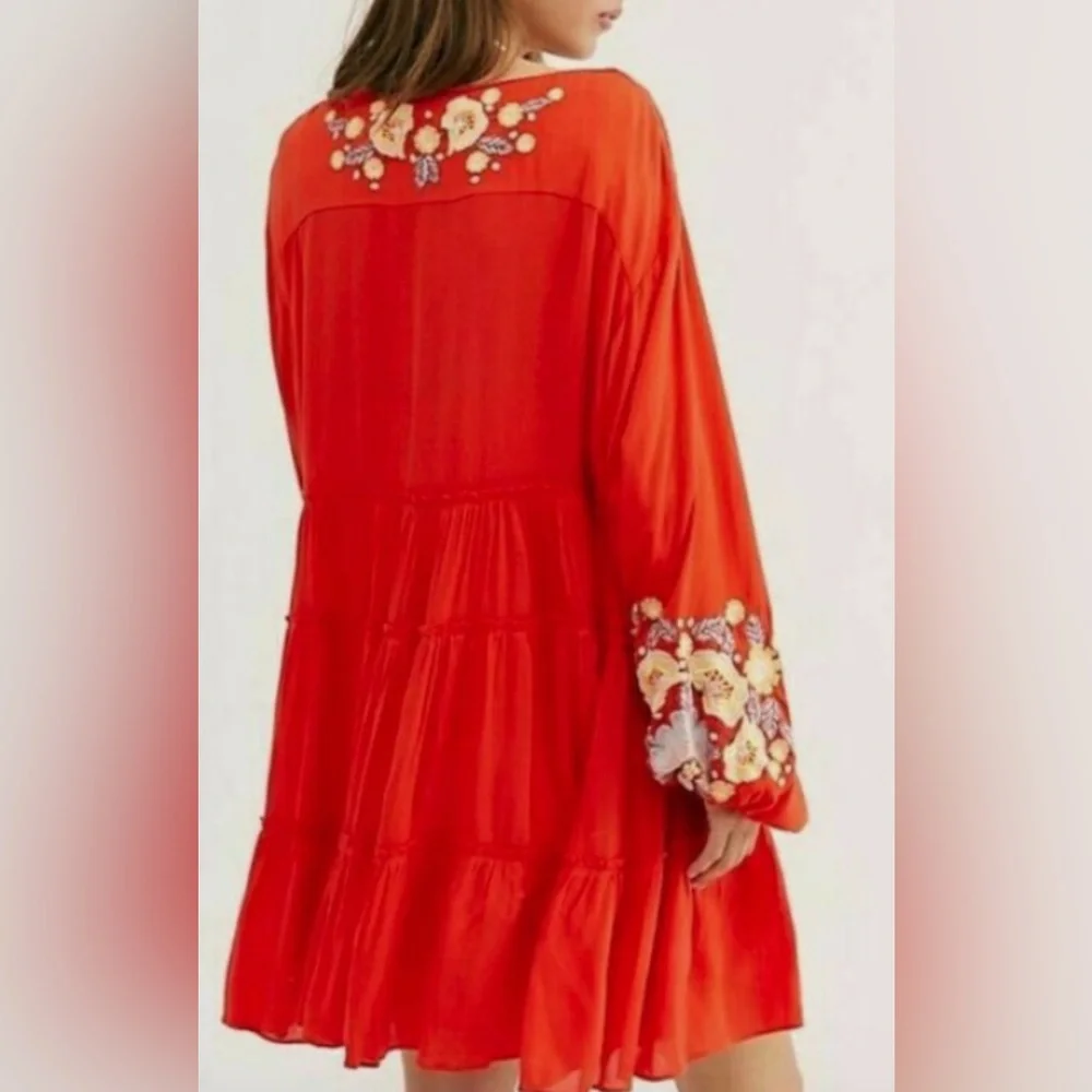 Free People Spelled On You Embroidered Floral Lightweight Loose Fit Mini Dress - Picture 10 of 10